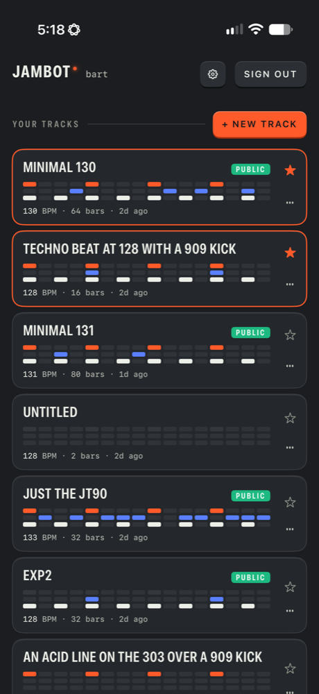 Jambot track sequencers